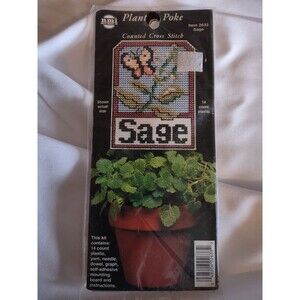 5/$25 Needlepoint Plant & Poke Counted Cross Stitch Sage Plant Marker NOS